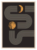 Set Of 4 Black and Matt Gold Moon Track Prints | Modern Wall Art - Larosier Prints