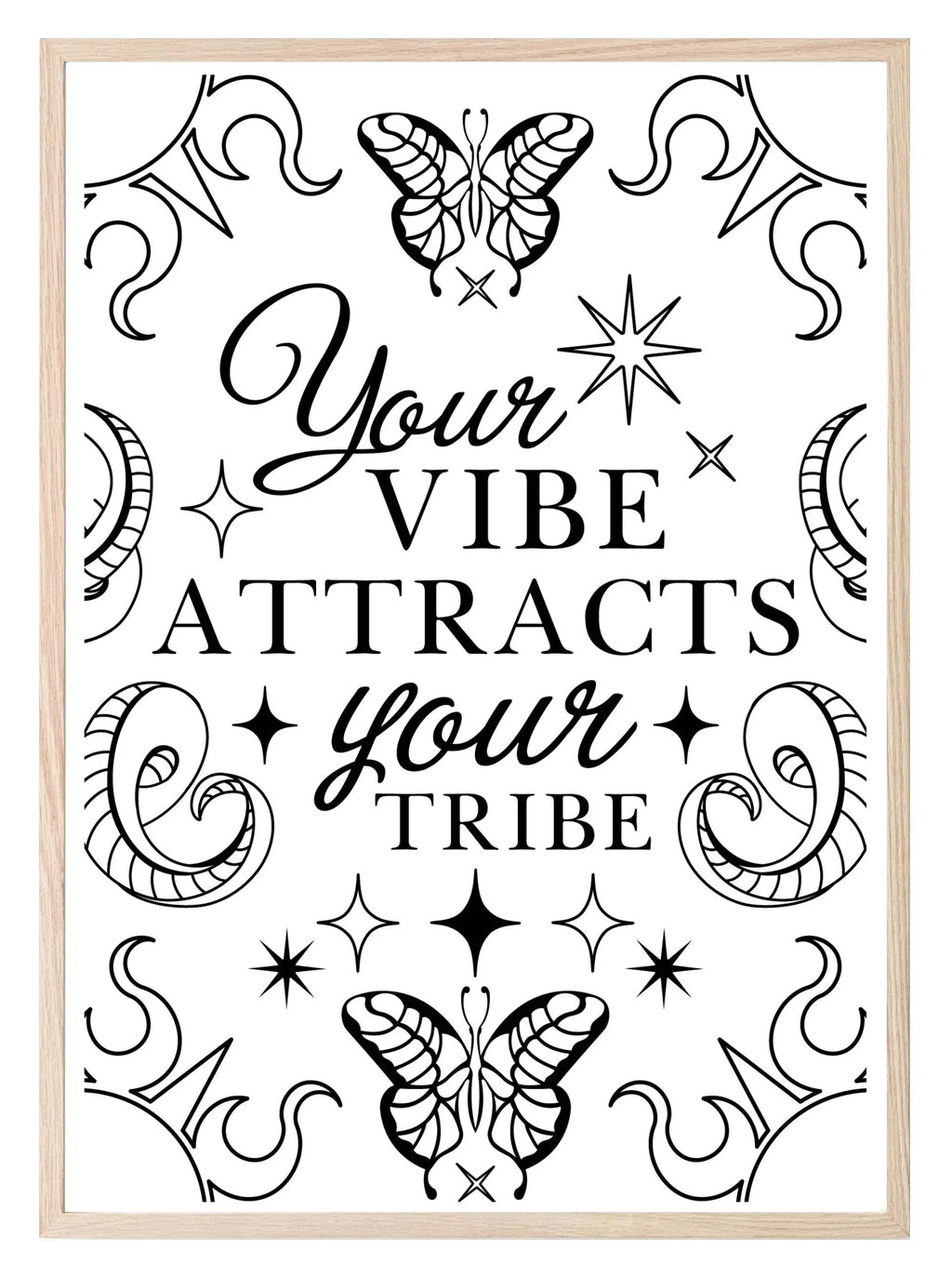 Your Vibe Attracts Your Tribe Print | Celestial Wall Art - Larosier Prints