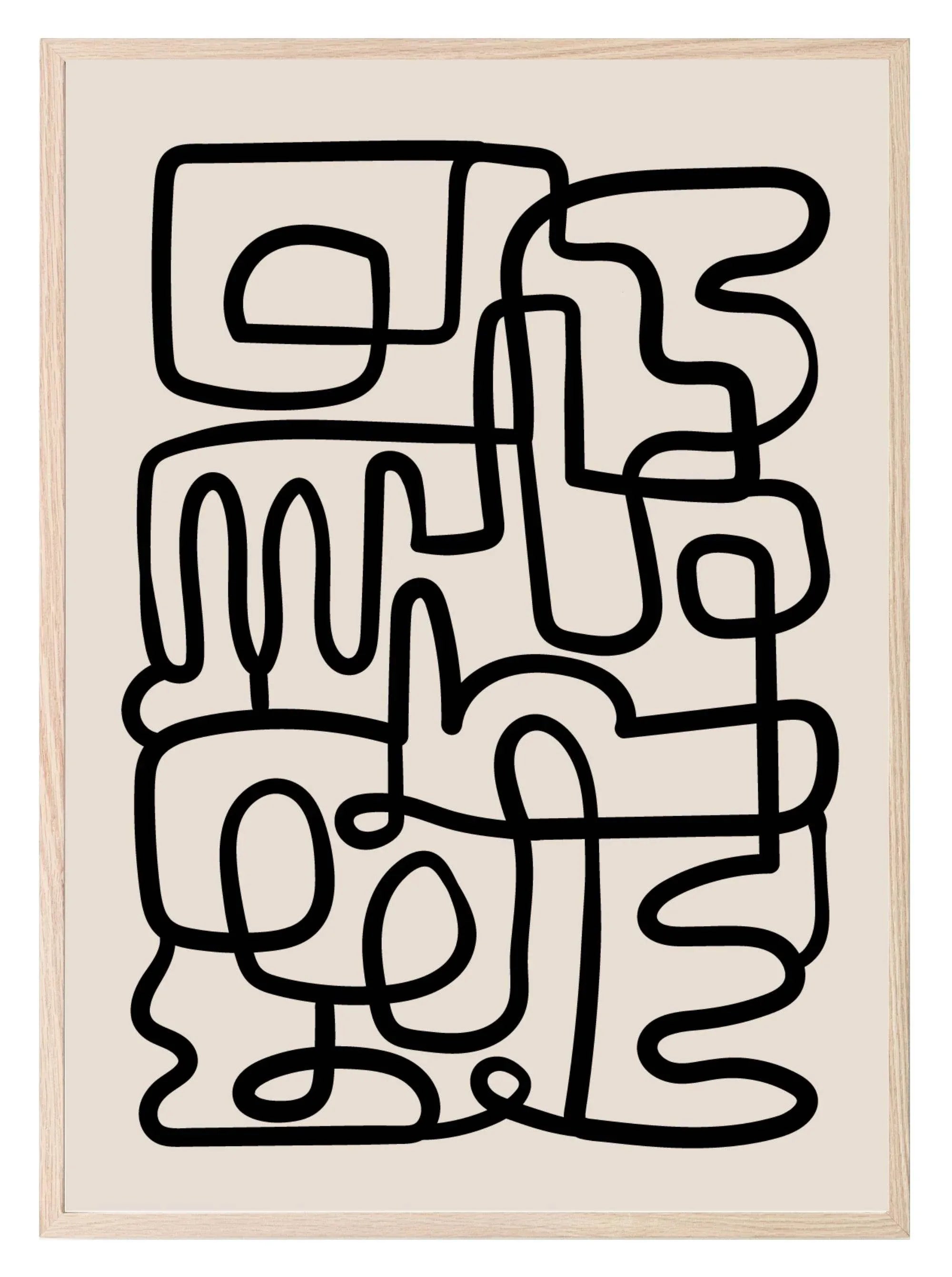 Abstract Maze Print | Monochrome Minimalist Wall Art - Larosier Prints