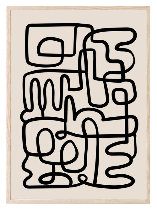 Abstract Maze Print | Monochrome Minimalist Wall Art - Larosier Prints