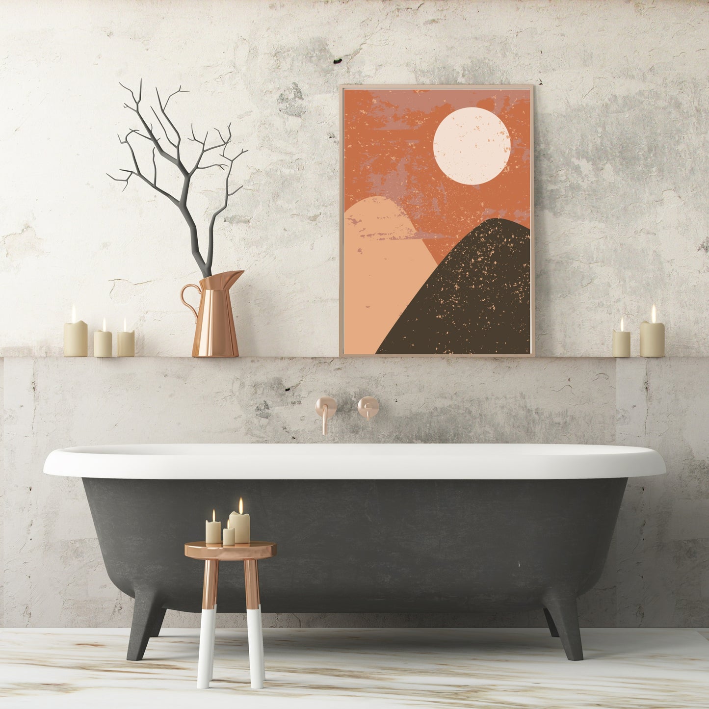 Autumnal Moon Landscape Print | Abstract Wall Art