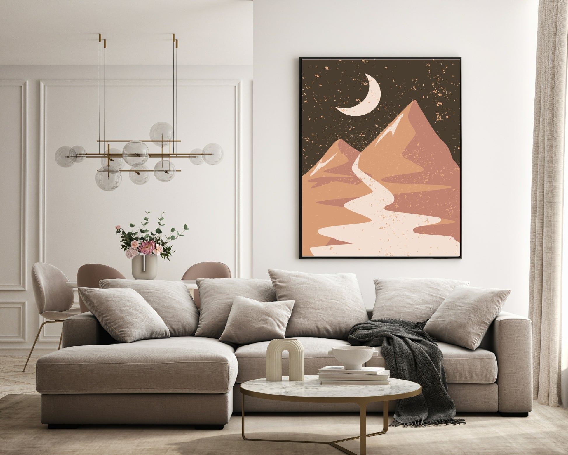 Autumnal Moon Landscape Print | Abstract Wall Art