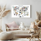 Animal World Map | Nursery Print - Larosier Prints