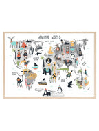Animal World Map | Nursery Print - Larosier Prints