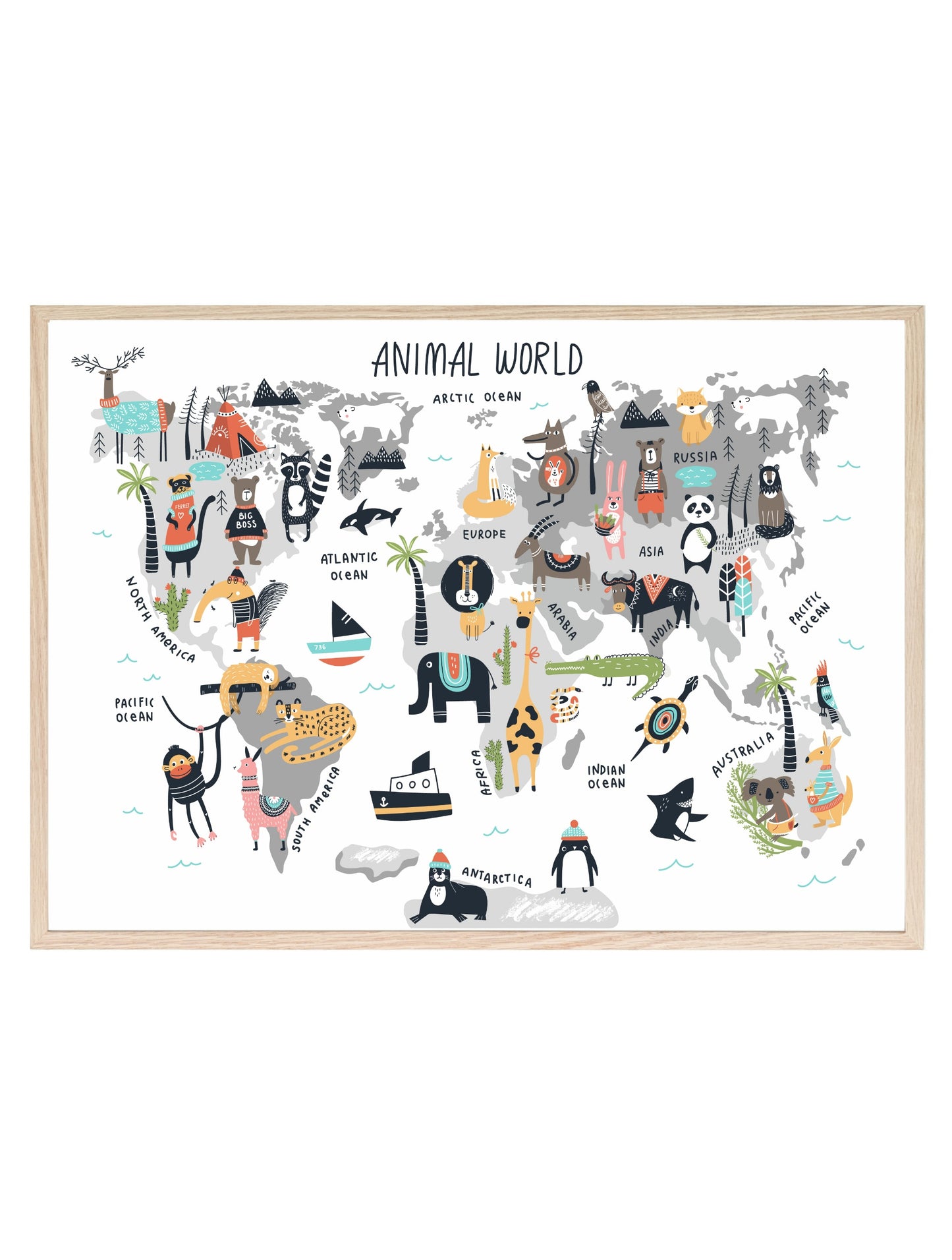 Animal World Map | Nursery Print