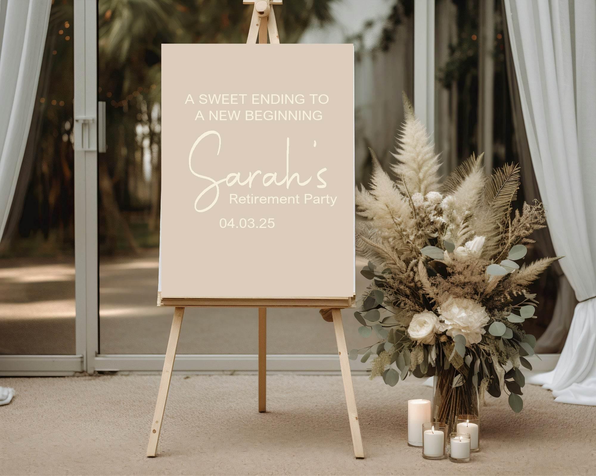 A Sweet Ending To A New Beginning Retirement Party Sign - Larosier Prints