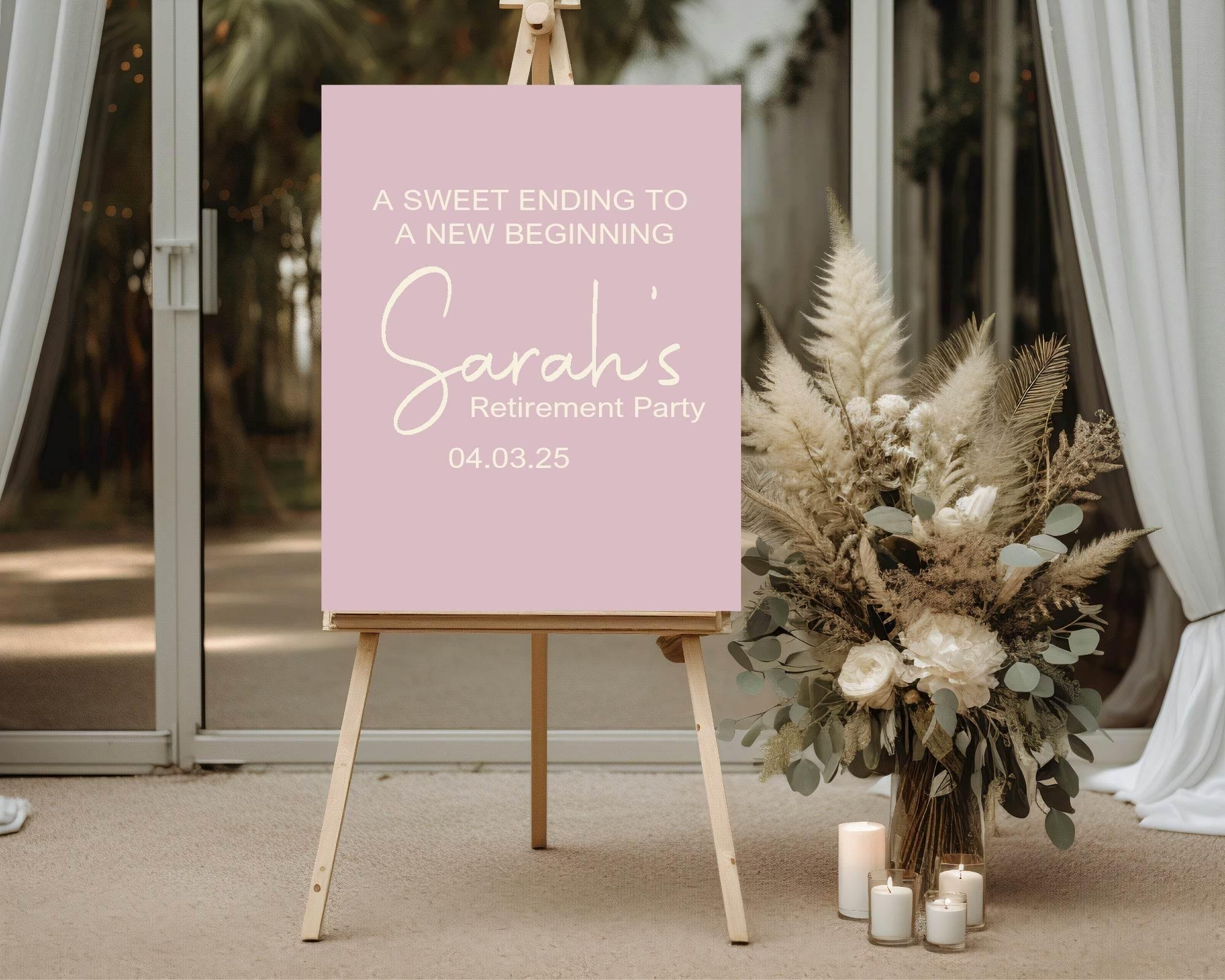 A Sweet Ending To A New Beginning Retirement Party Sign - Larosier Prints