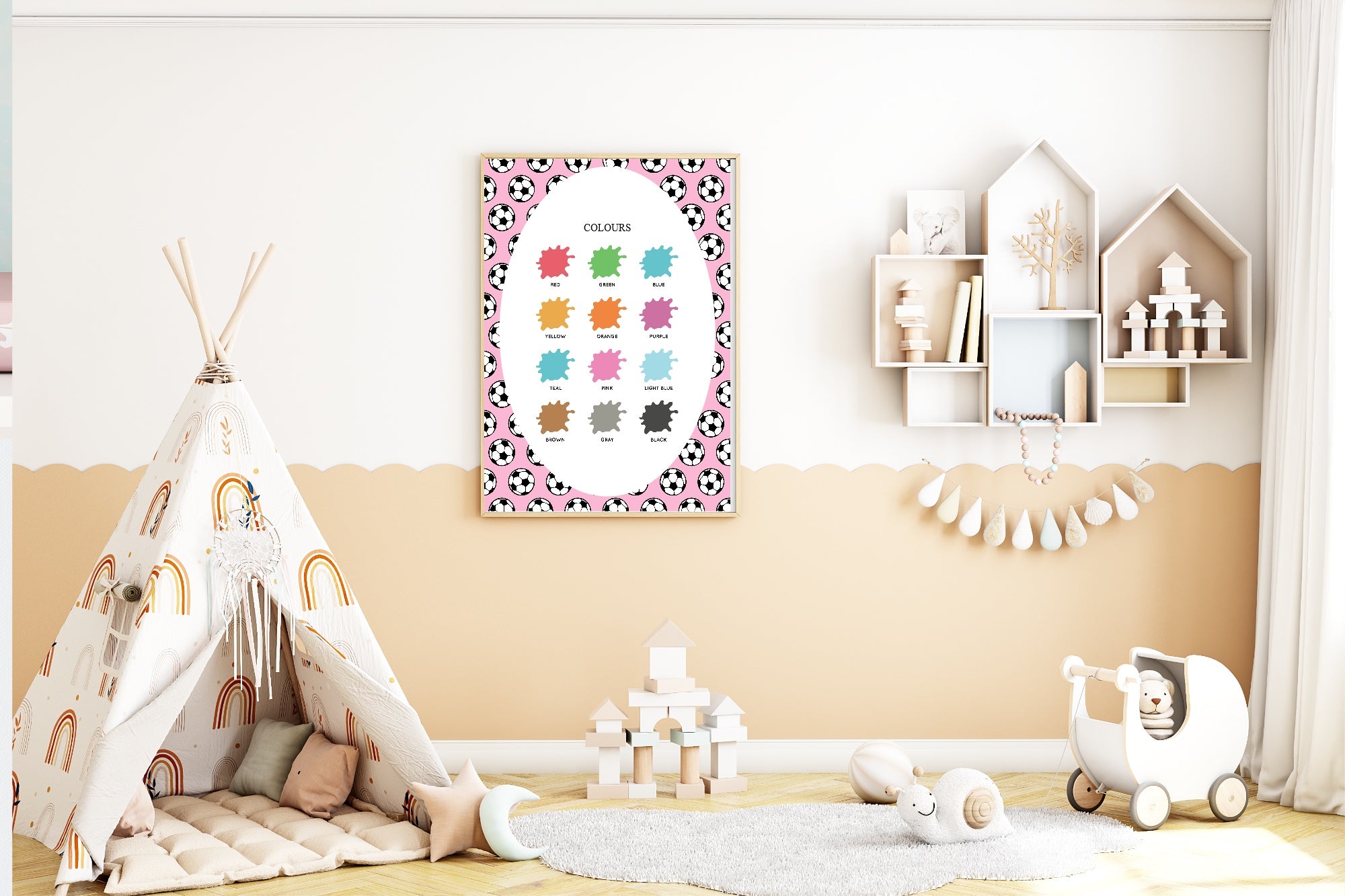 Pink Football Colours Poster | Educational Wall Art