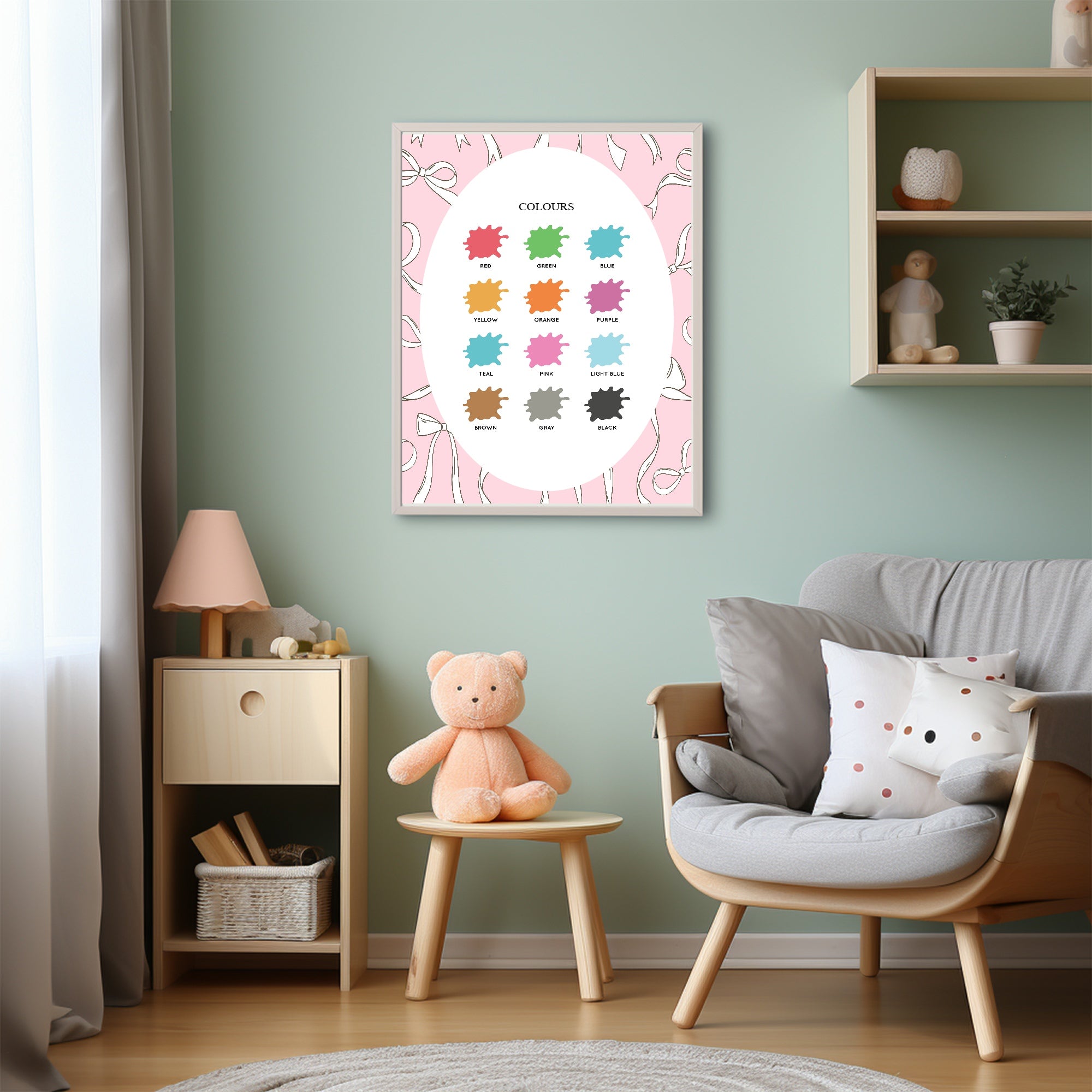 Pink Bow Colours Poster | Educational Wall Art