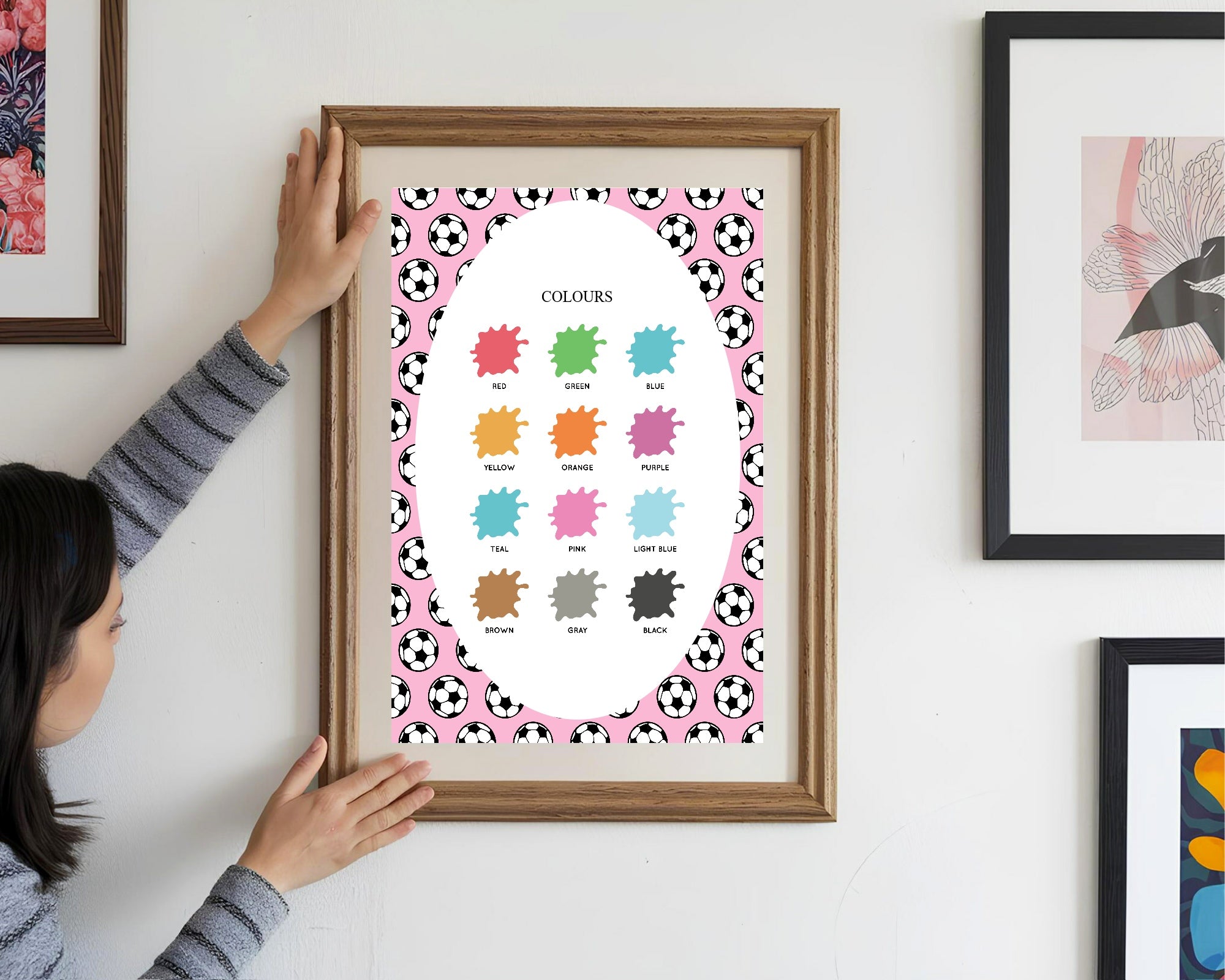 Pink Football Colours Poster | Educational Wall Art