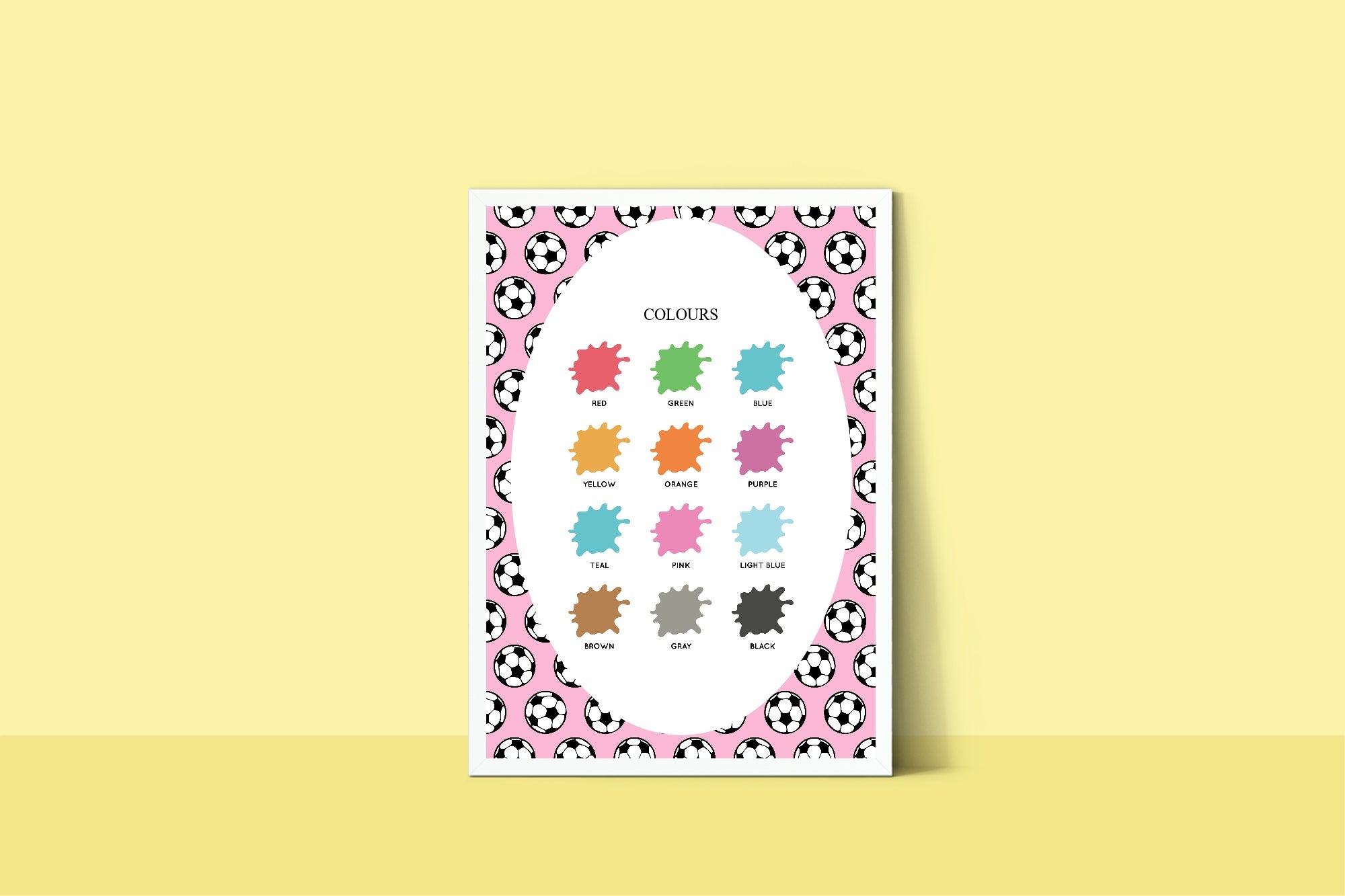 Pink Football Colours Poster | Educational Wall Art