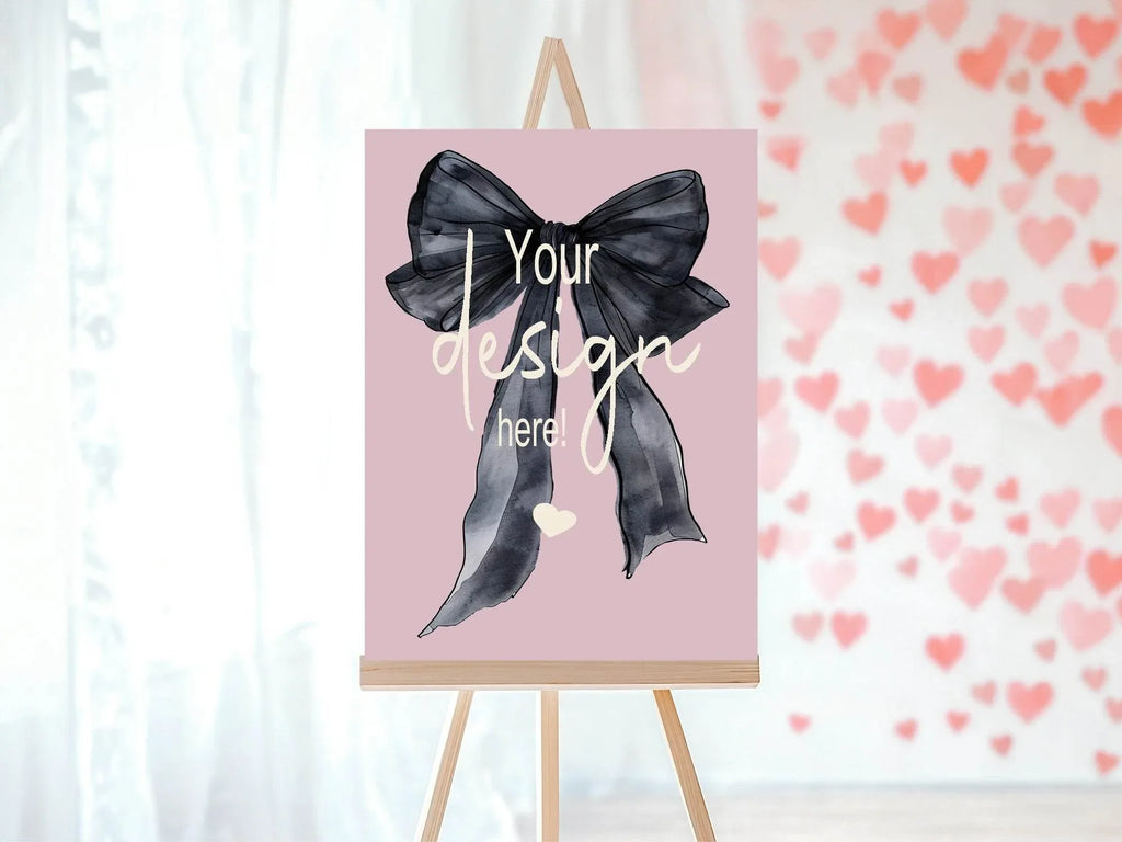 Bows Custom Bespoke Party Sign | Pink & Black - Larosier Prints
