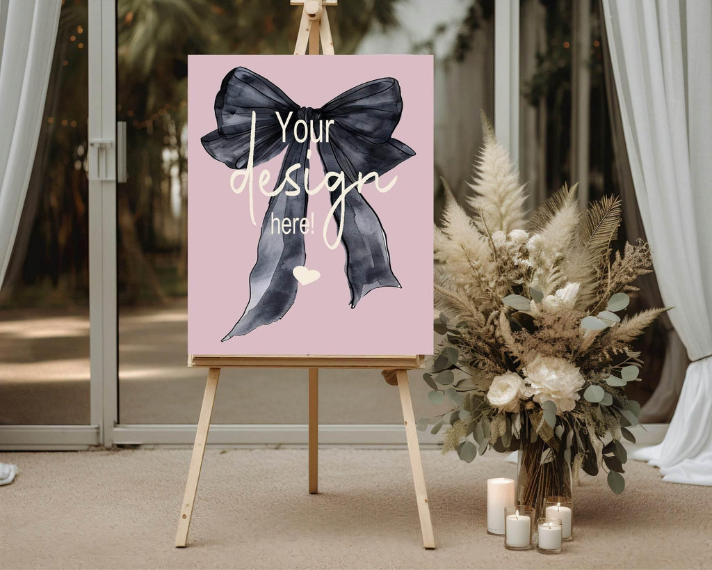 Bows Custom Bespoke Party Sign | Pink & Black - Larosier Prints