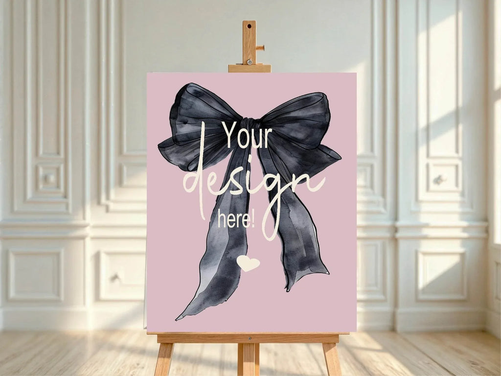 Bows Custom Bespoke Party Sign | Pink & Black - Larosier Prints