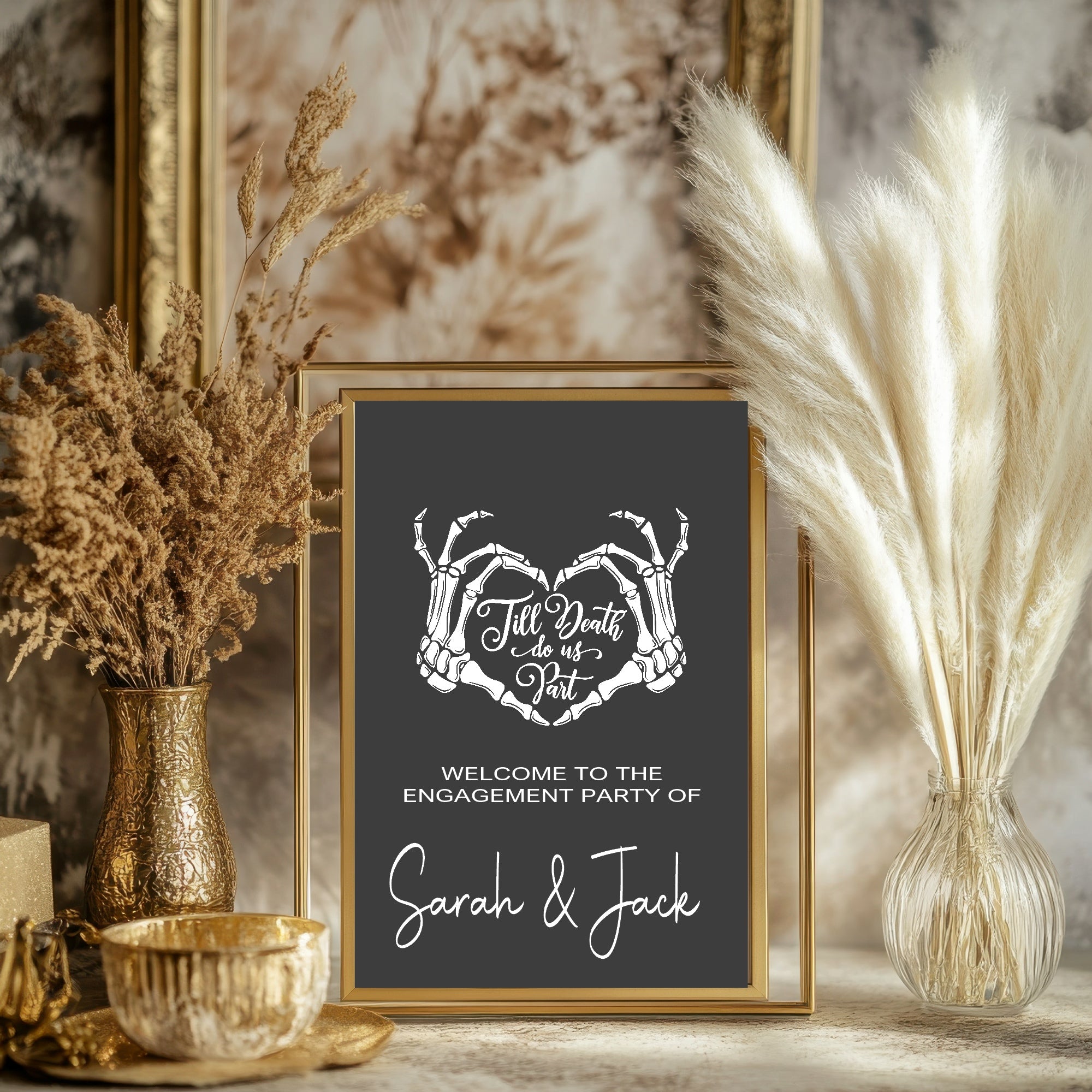 Gothic Engagement Party Invitations | Till Death Do Us Part | Pack of 10