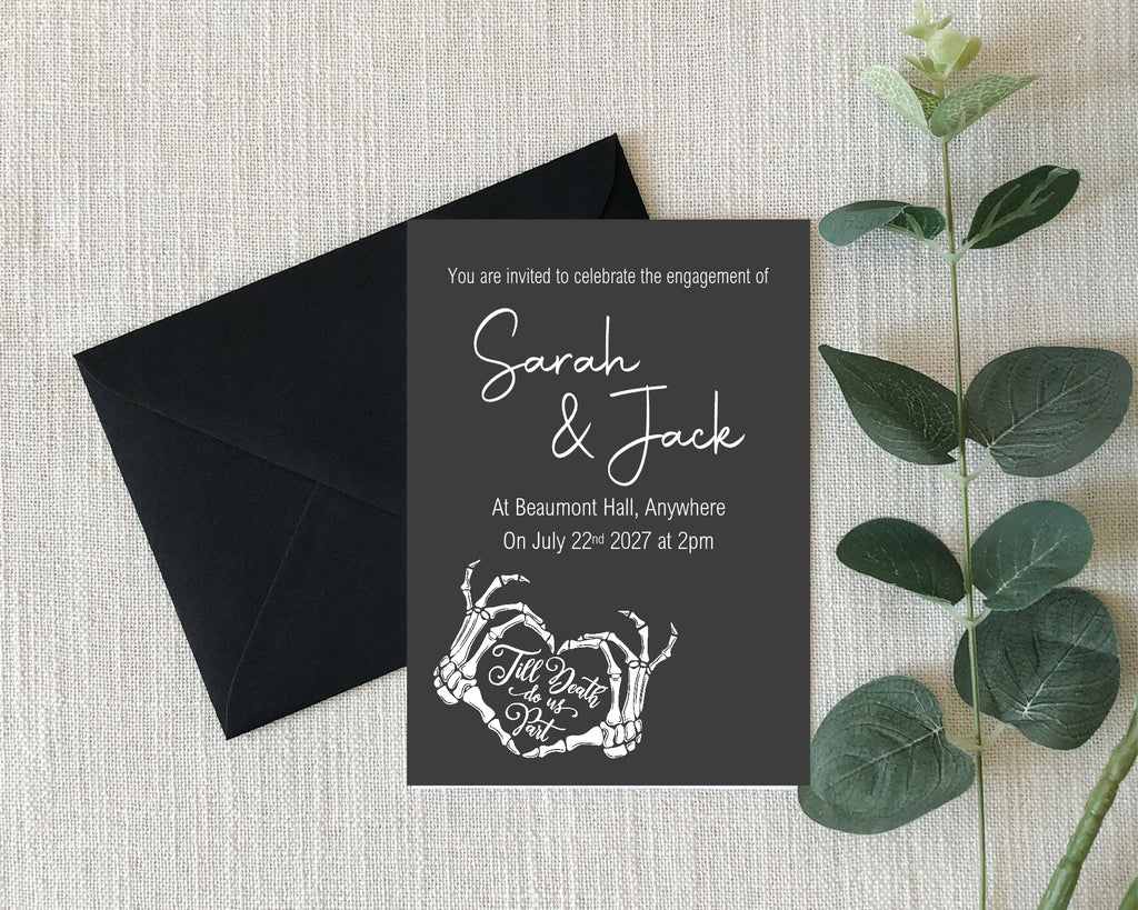 Gothic Engagement Party Invitations | Till Death Do Us Part | Pack of 10