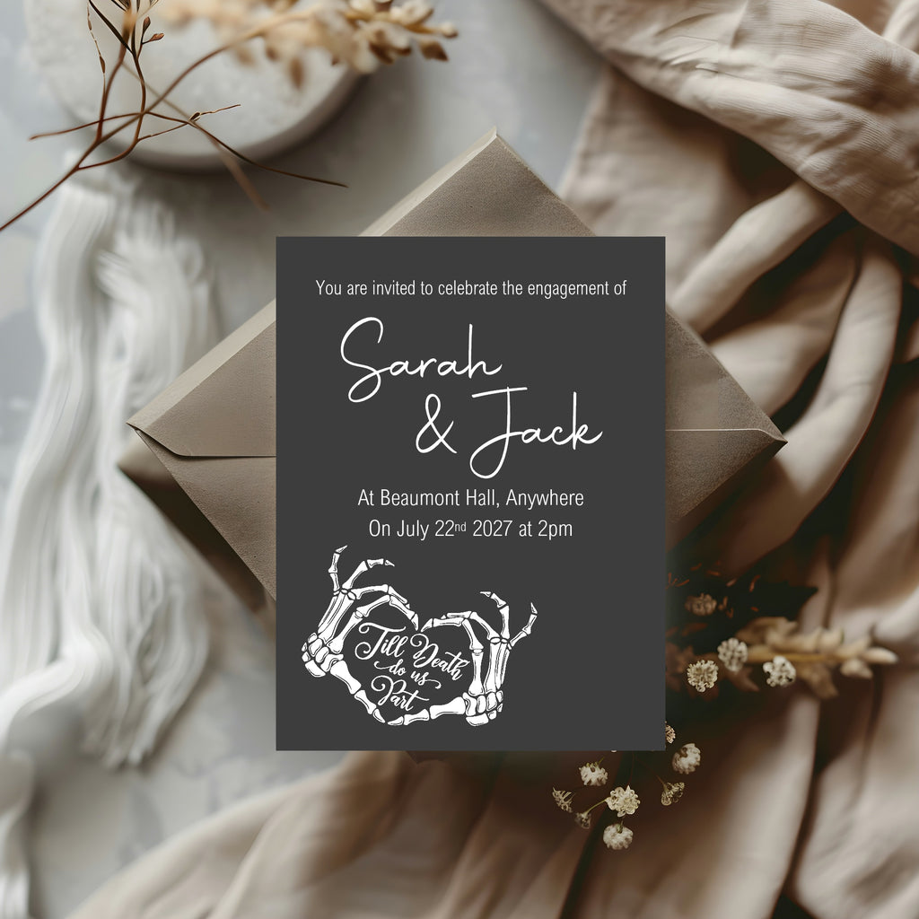 Gothic Engagement Party Invitations | Till Death Do Us Part | Pack of 10