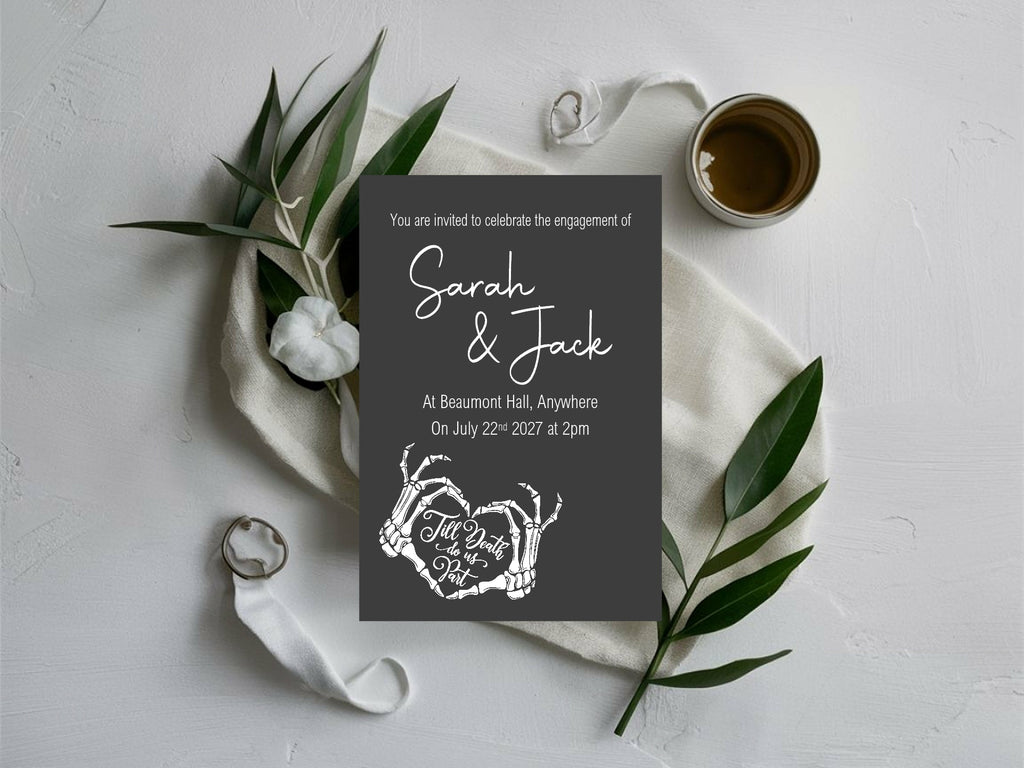 Gothic Engagement Party Invitations | Till Death Do Us Part | Pack of 10
