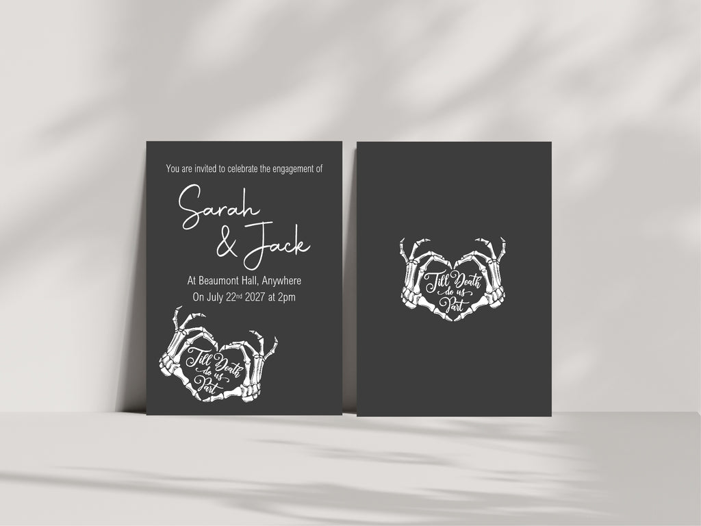 Gothic Engagement Party Invitations | Till Death Do Us Part | Pack of 10