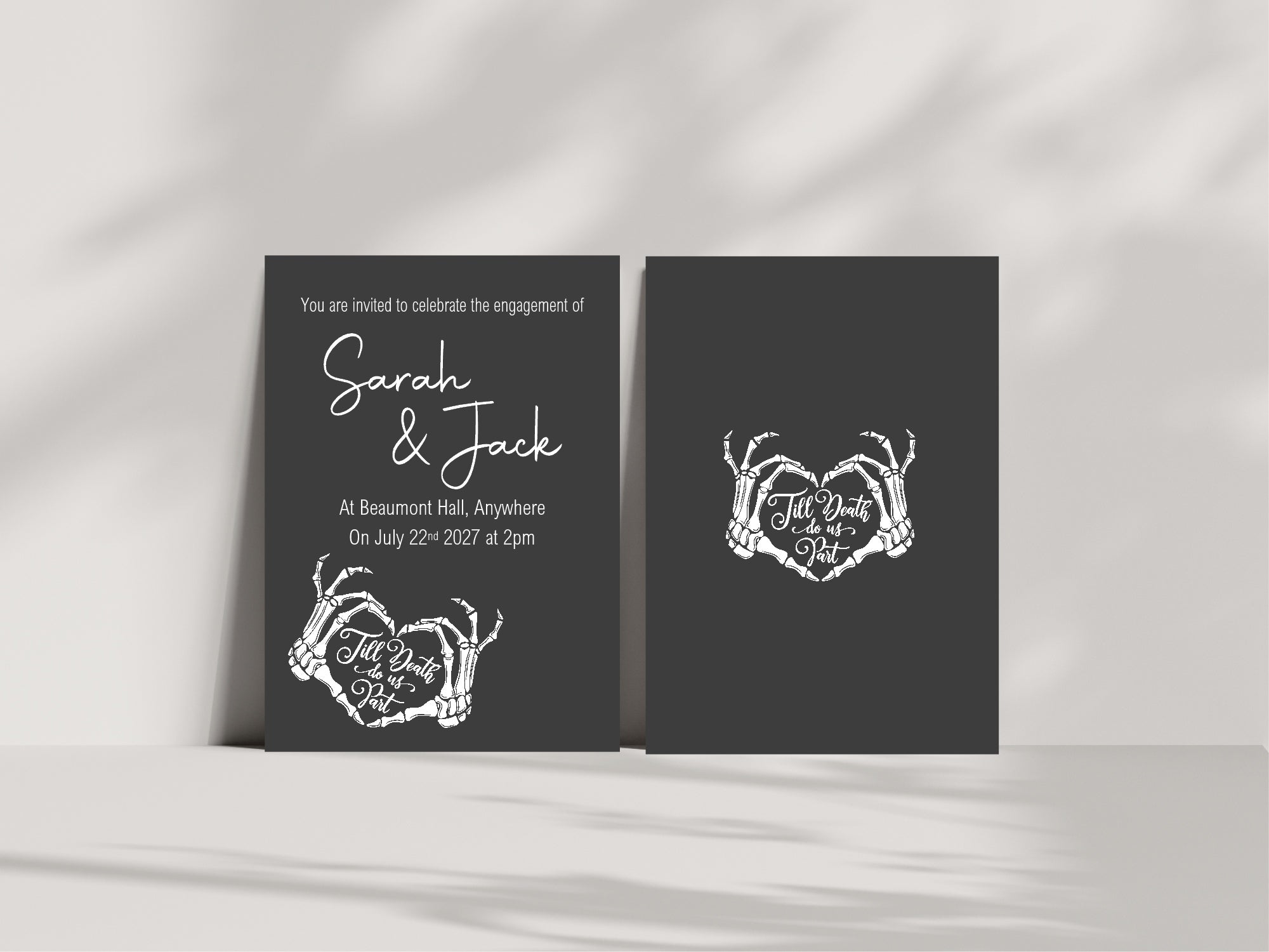 Gothic Engagement Party Invitations | Till Death Do Us Part | Pack of 10