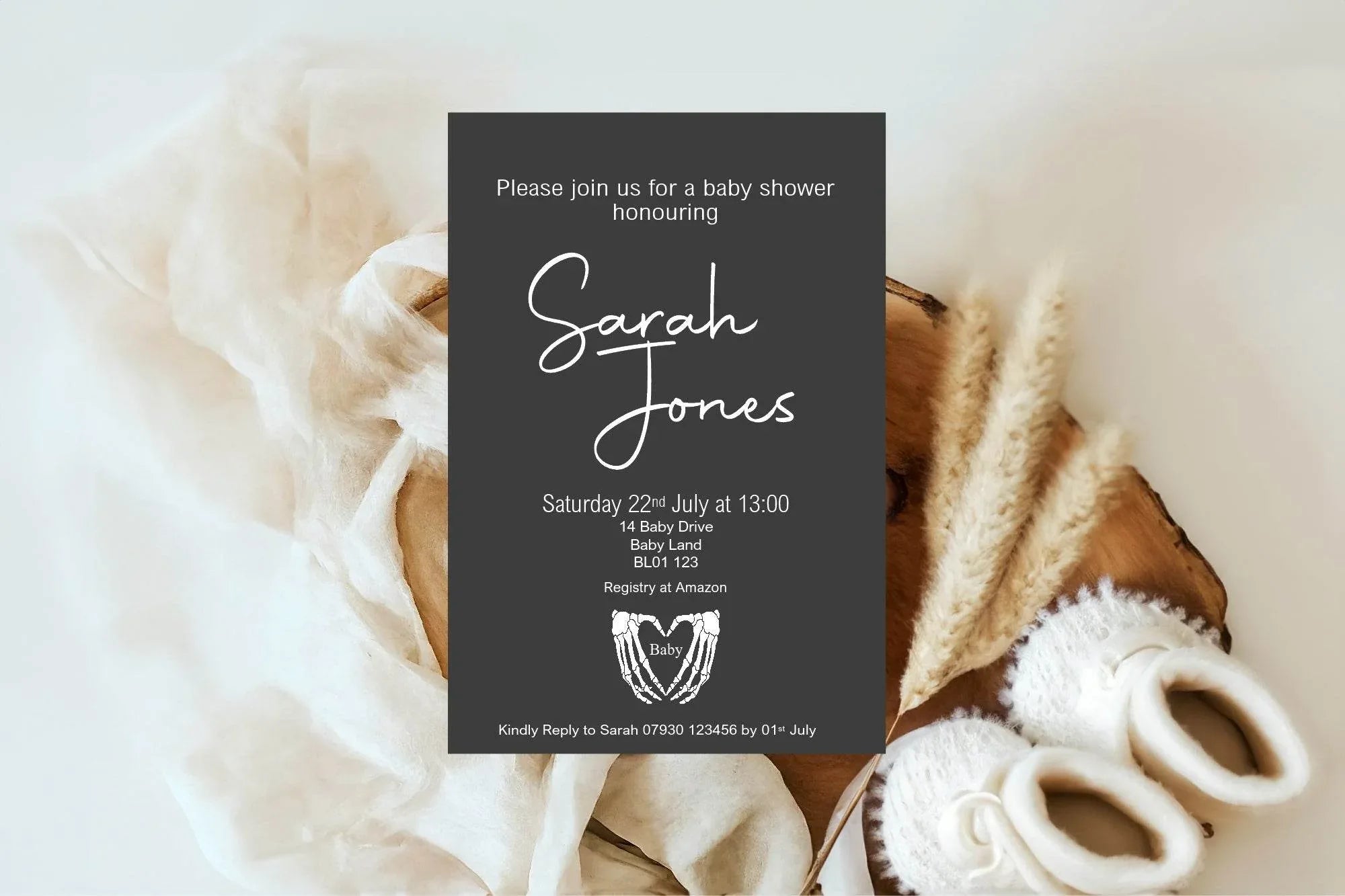 Gothic Baby Shower Party Invitations & Envelopes | Pack of 10 - Larosier Prints