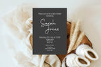 Minimalist Noir Baby Shower Party Invitations & Envelopes | Pack of 10 - Larosier Prints