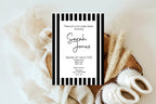Black And White Stripe Baby Shower Party Invitations & Envelopes | Pack of 10 - Larosier Prints