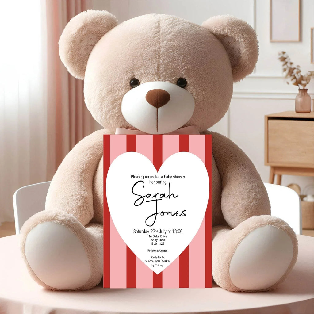 Red & Pink Baby Shower Party Invitations & Envelopes | Pack of 10 - Larosier Prints