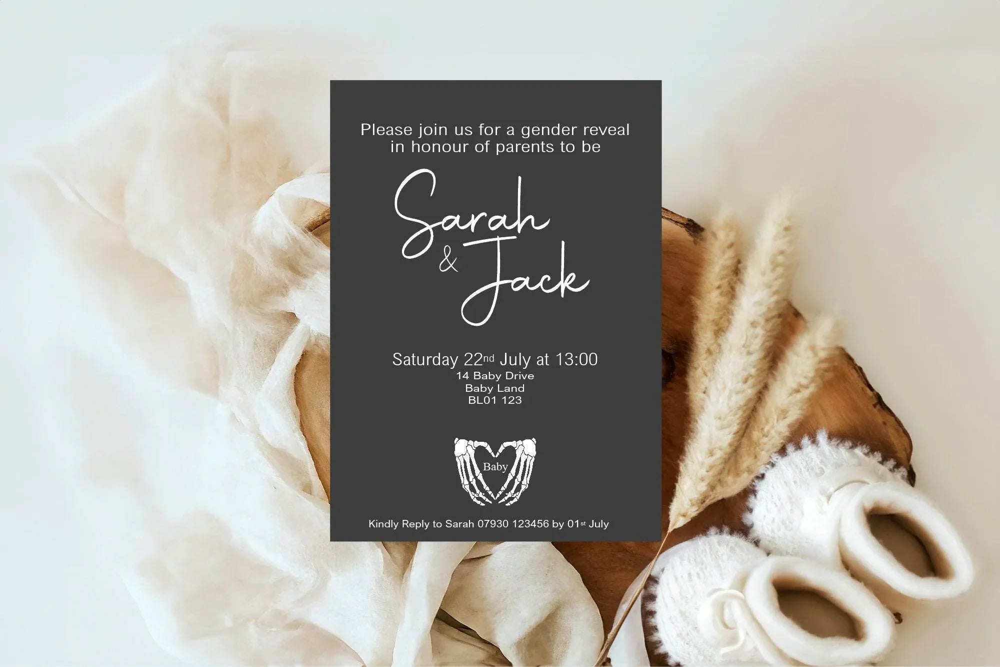 Gothic Gender Reveal Party Invitations & Envelopes | Pack of 10 - Larosier Prints