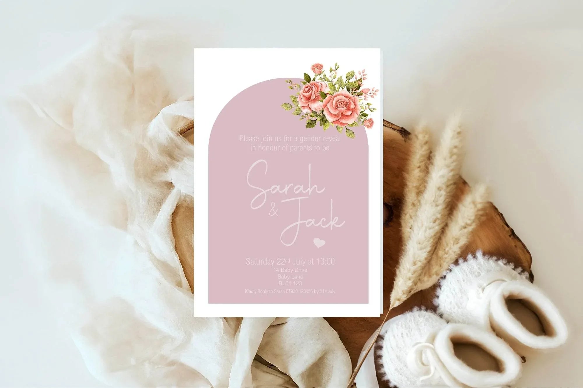 Baby In Bloom Gender Reveal Party Invitations & Envelopes | Pack of 10 - Larosier Prints