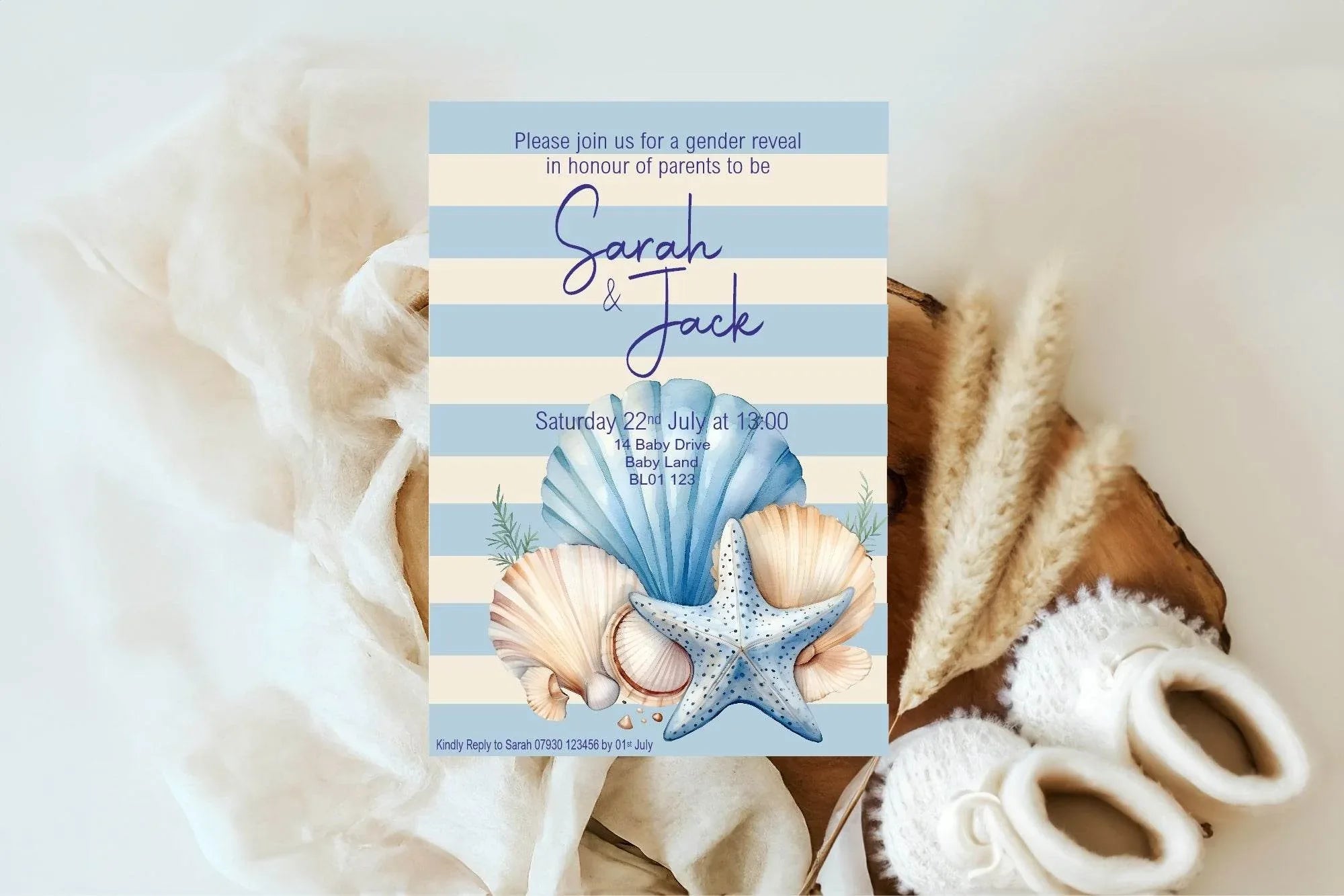 Nautical Gender Reveal Party Invitations & Envelopes | Pack of 10 - Larosier Prints