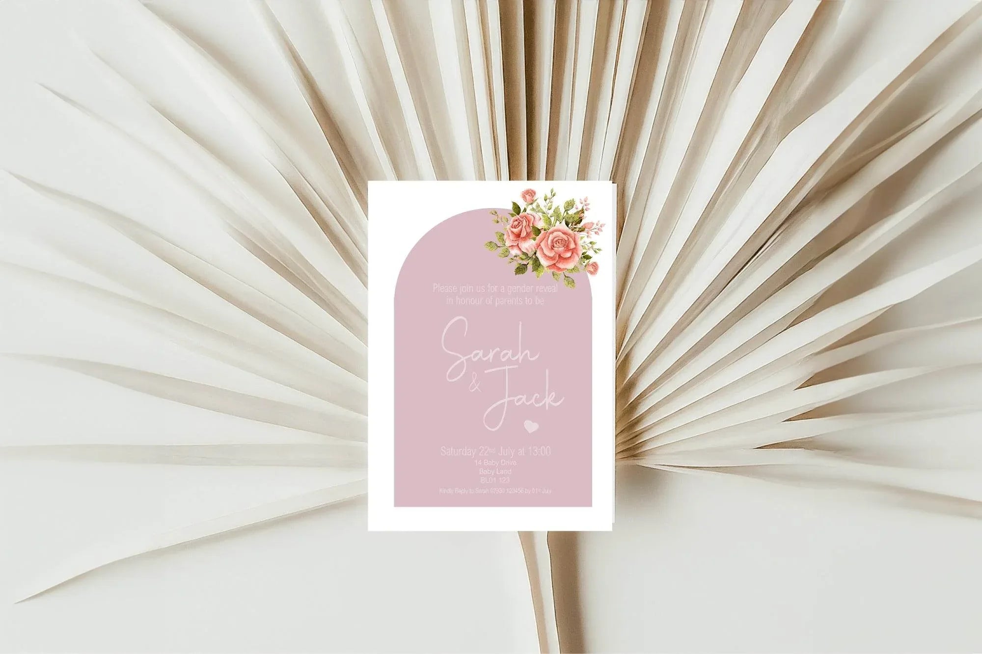 Baby In Bloom Gender Reveal Party Invitations & Envelopes | Pack of 10 - Larosier Prints