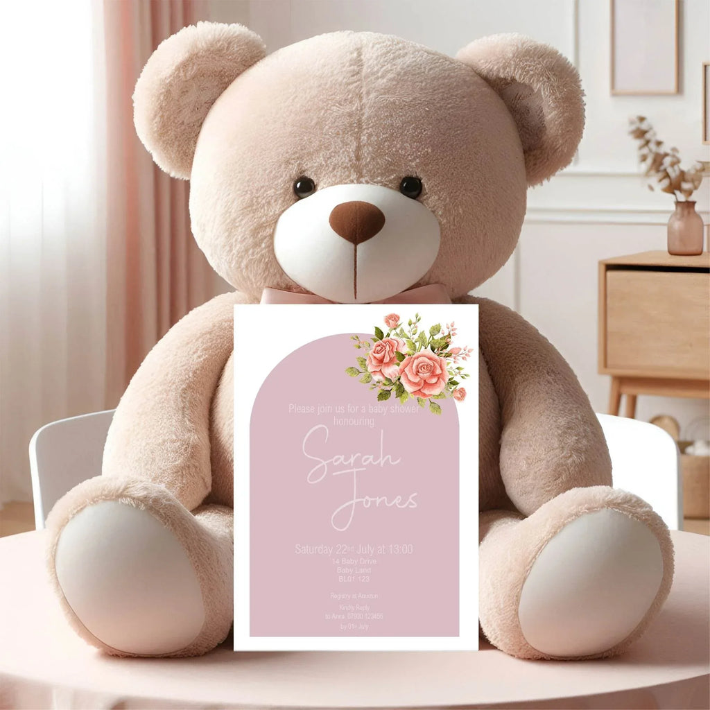 Baby In Bloom Baby Shower Party Invitations & Envelopes | Pack of 10 - Larosier Prints