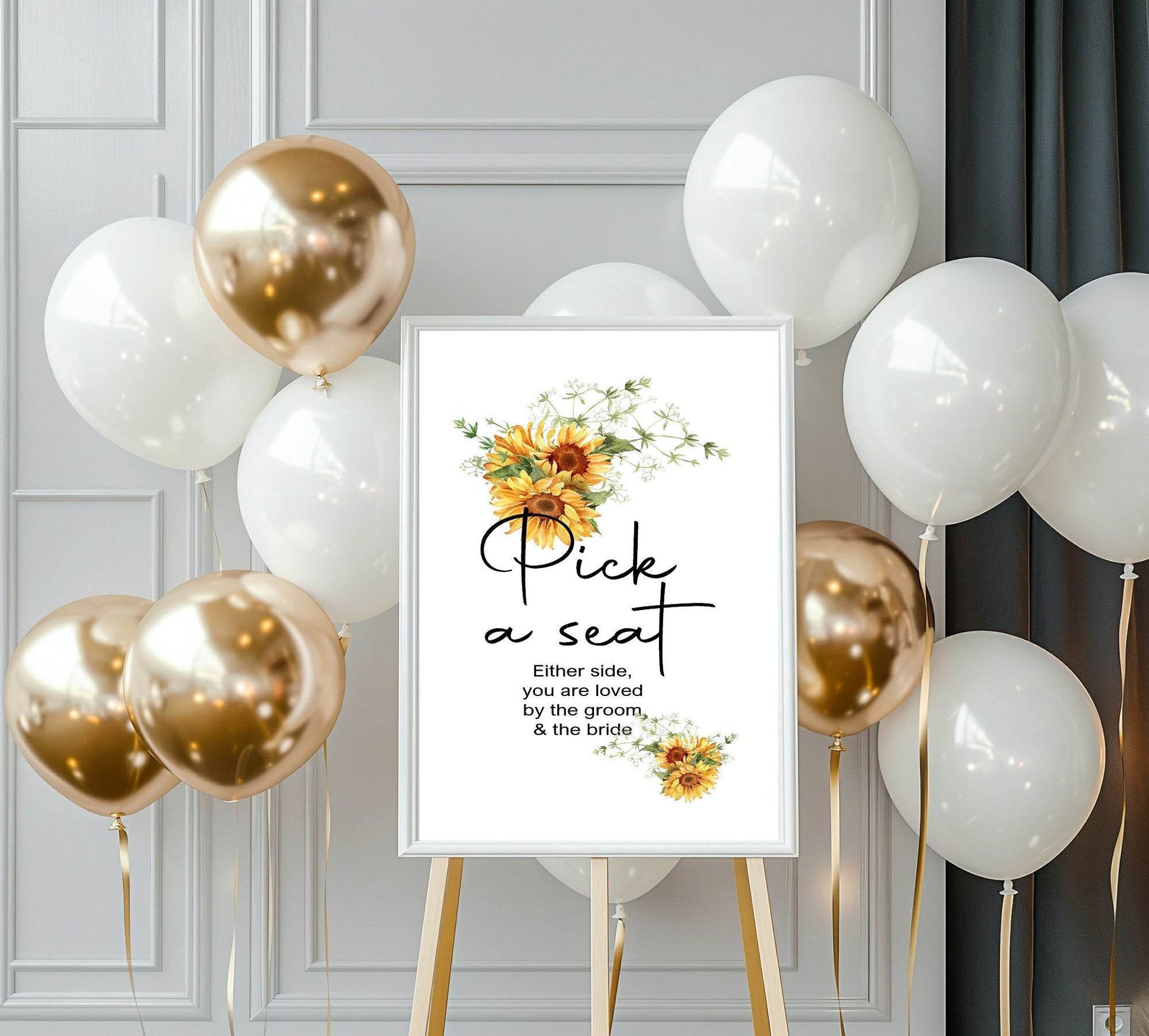 Sunflower Pick A Seat Wedding Party Sign