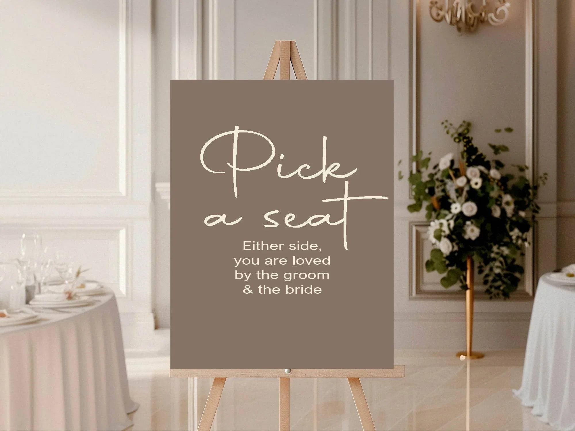 Earth Pick A Seat Wedding Party Sign - Larosier Prints