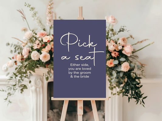 Sapphire Pick A Seat Wedding Party Sign