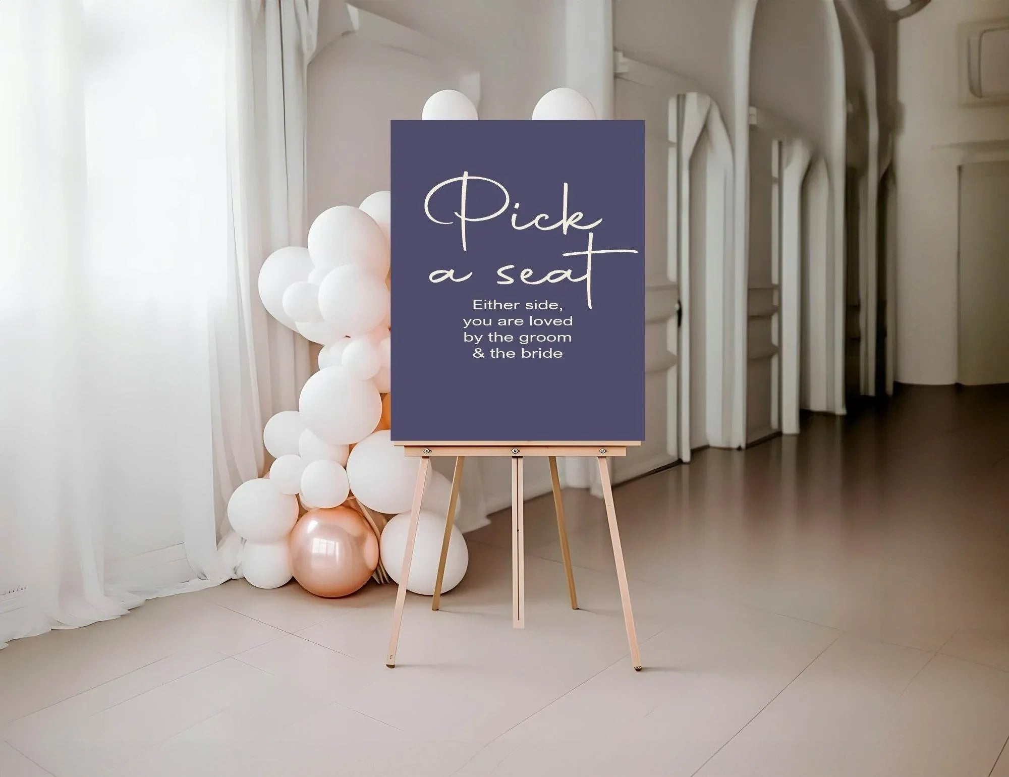 Sapphire Pick A Seat Wedding Party Sign - Larosier Prints