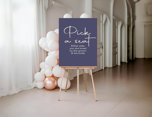 Sapphire Pick A Seat Wedding Party Sign