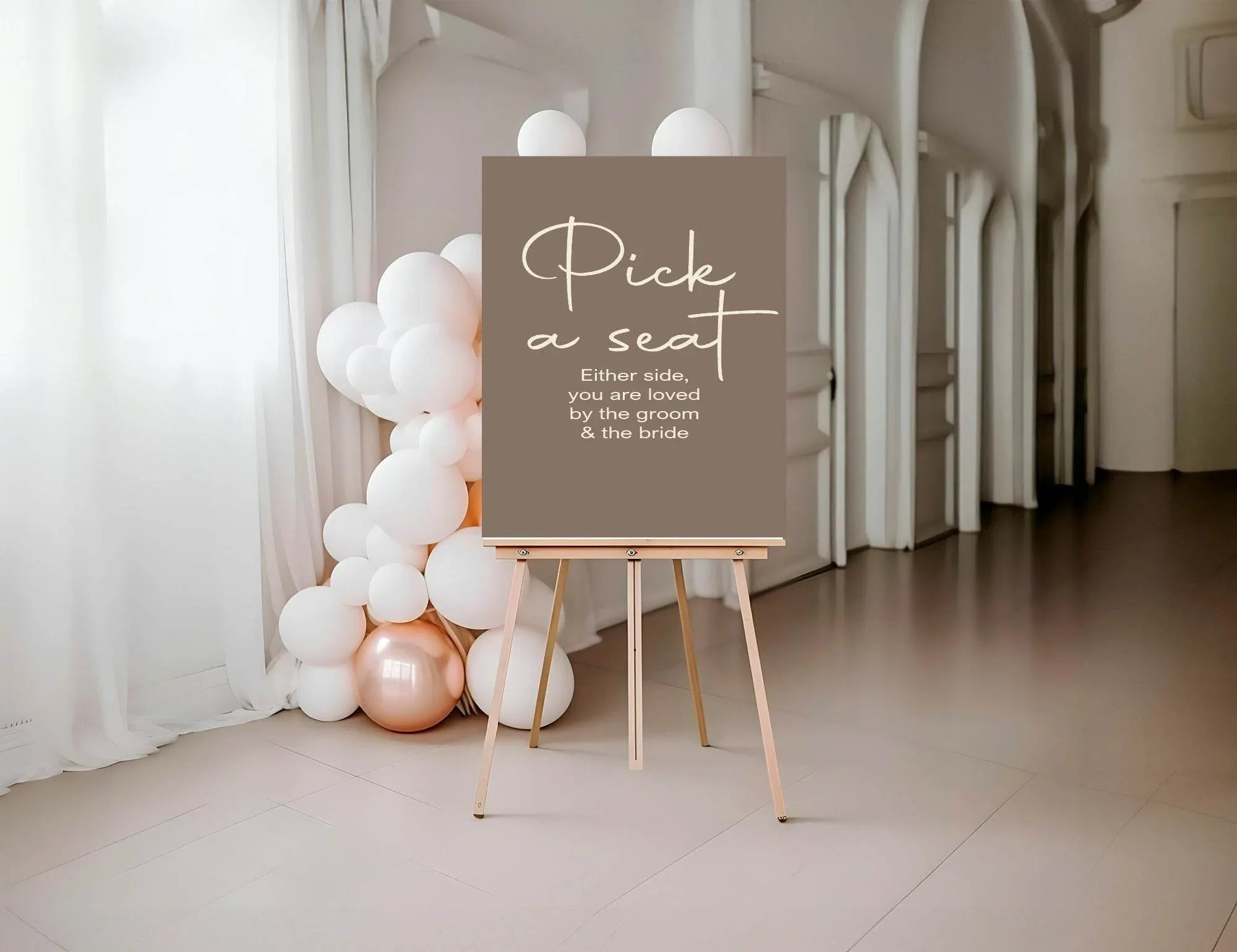 Earth Pick A Seat Wedding Party Sign - Larosier Prints