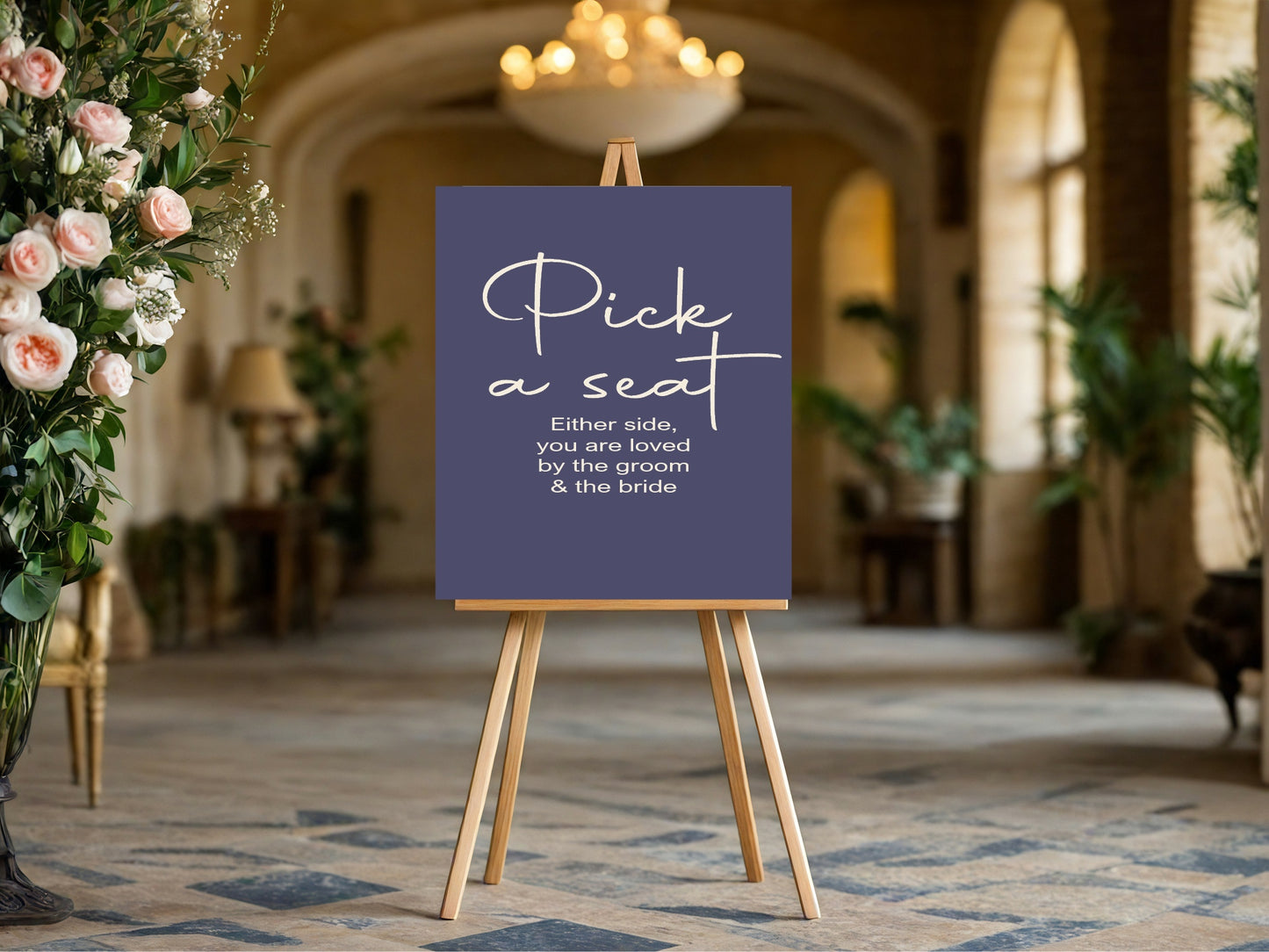 Sapphire Pick A Seat Wedding Party Sign