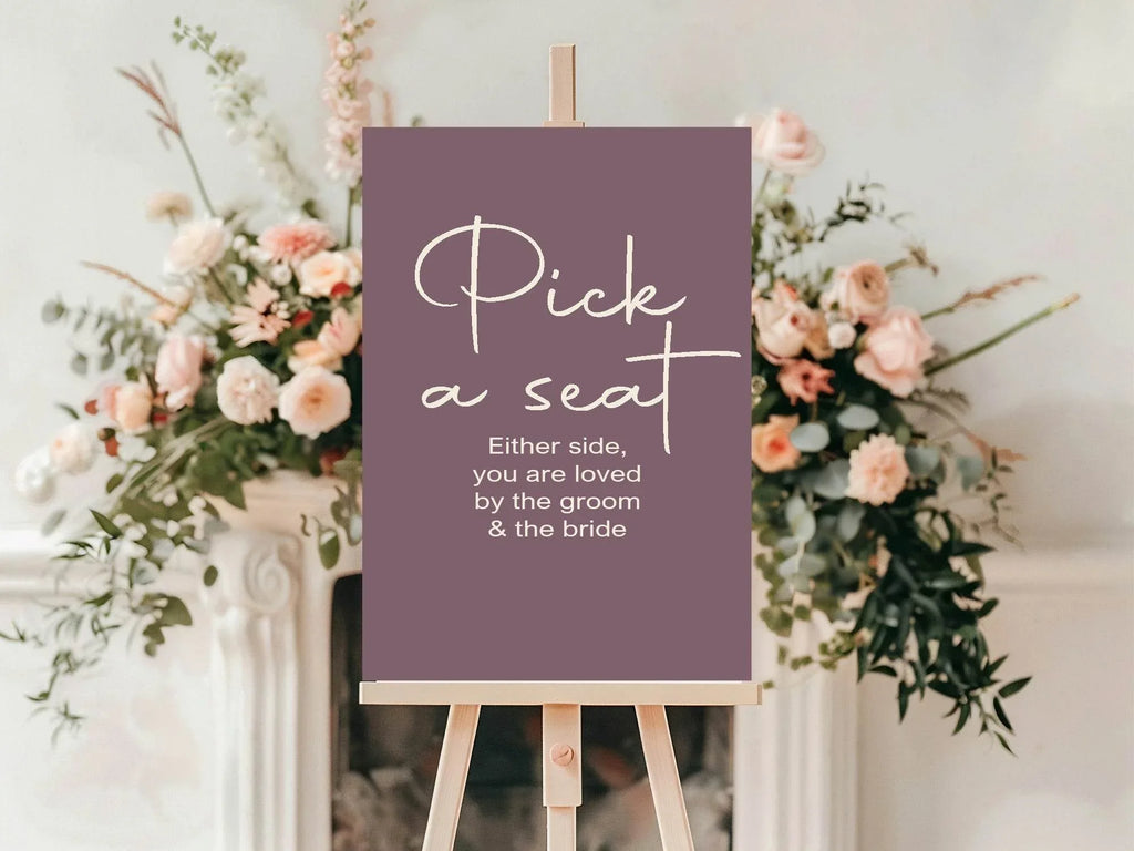 Heather Pick A Seat Wedding Party Sign - Larosier Prints