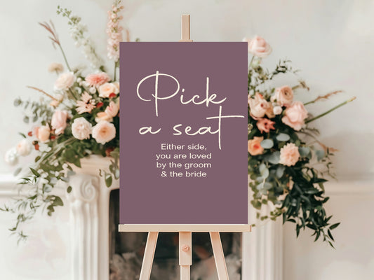 Heather Pick A Seat Wedding Party Sign