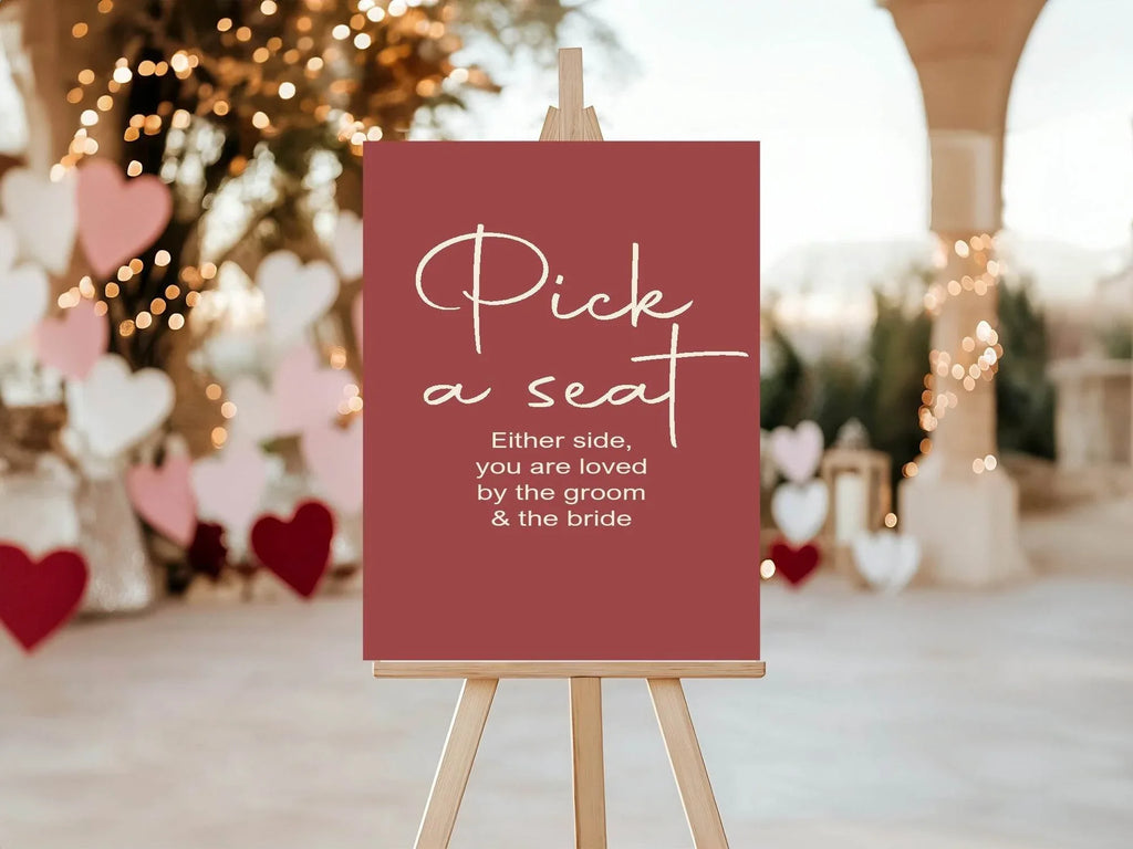 Rosewood Pick A Seat Wedding Party Sign - Larosier Prints