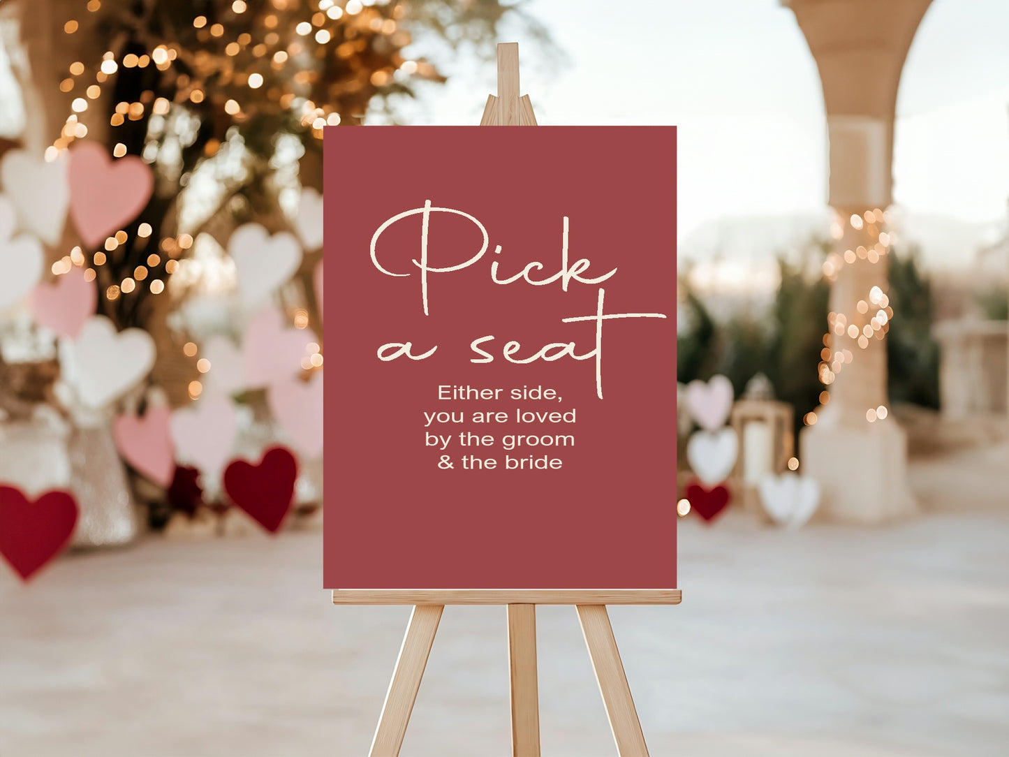 Rosewood Pick A Seat Wedding Party Sign