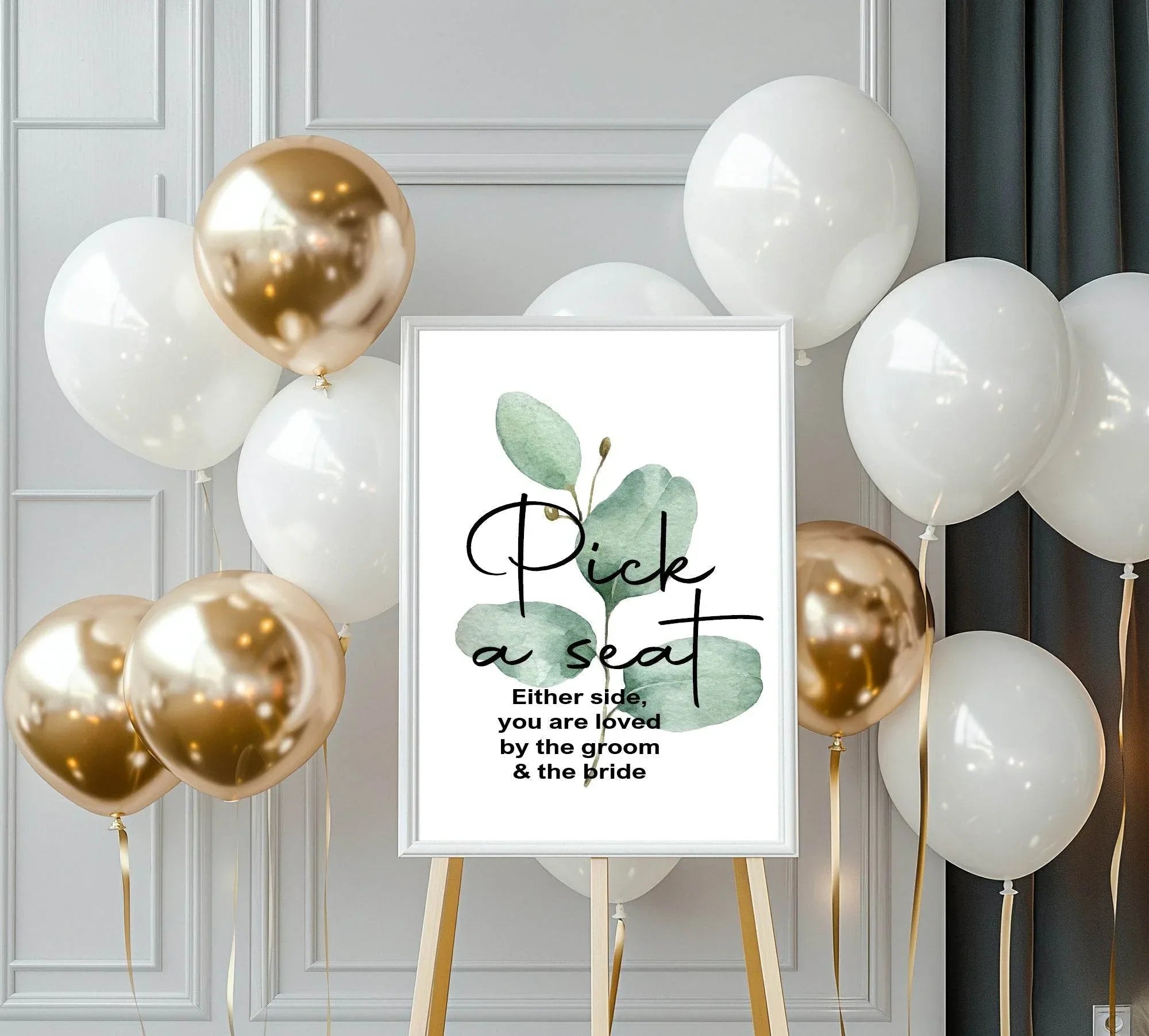 Eucalyptus Pick A Seat Wedding Party Sign - Larosier Prints