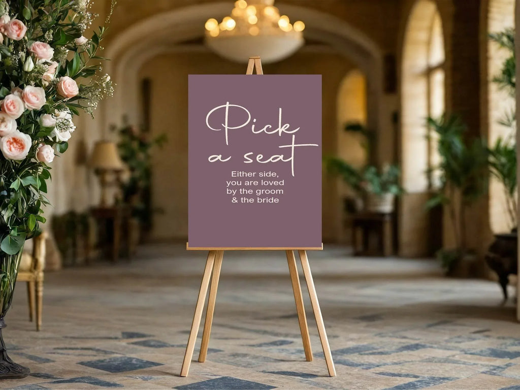 Heather Pick A Seat Wedding Party Sign - Larosier Prints