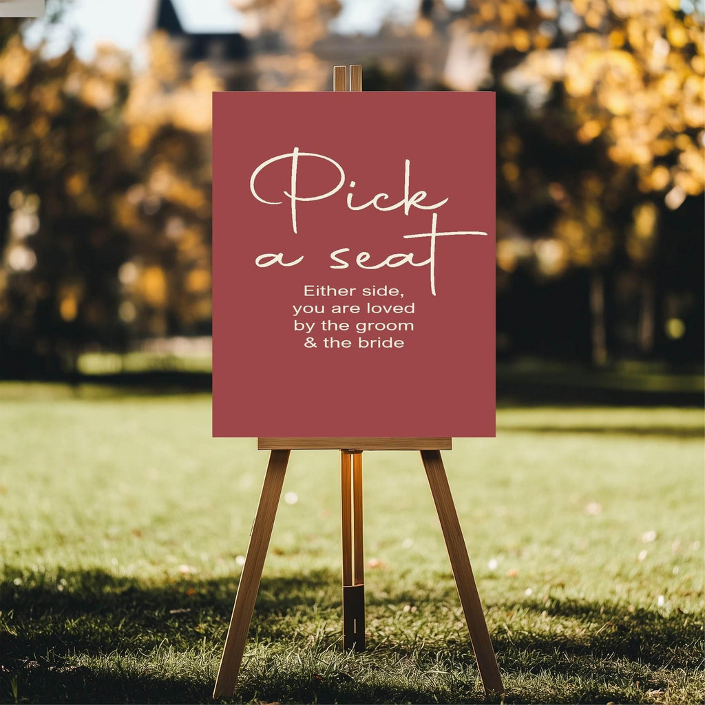 Rosewood Pick A Seat Wedding Party Sign - Larosier Prints