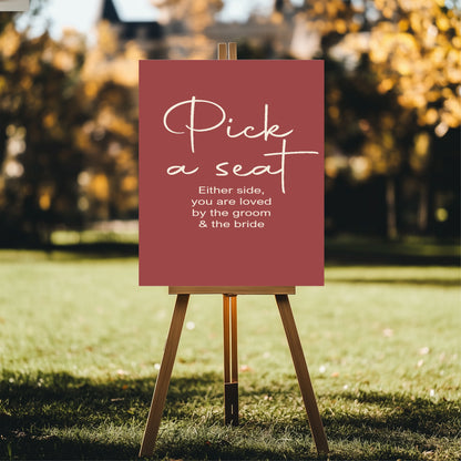 Rosewood Pick A Seat Wedding Party Sign