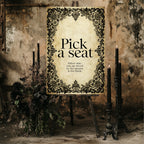 Black Lace Romantic Literature Wedding Pick A Seat Sign