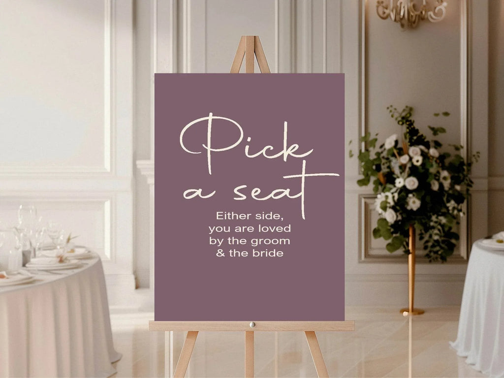 Heather Pick A Seat Wedding Party Sign - Larosier Prints